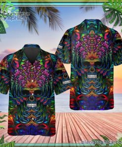 colorful skull art short sleeve button down hawaiian shirt 125 1zPB3