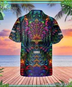 colorful skull art short sleeve button down hawaiian shirt 264 PlnPn