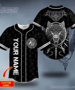 combat wolf viking white tattoo custom baseball jersey 158 SmYrK