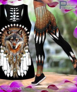 cool native wolf tank top legging set 1uTQ0