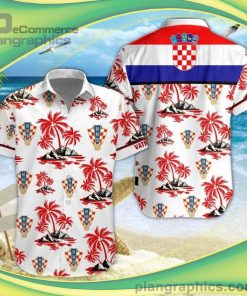 croatia national football team short sleeve button down shirt and hawaiian short 95 RPuB7