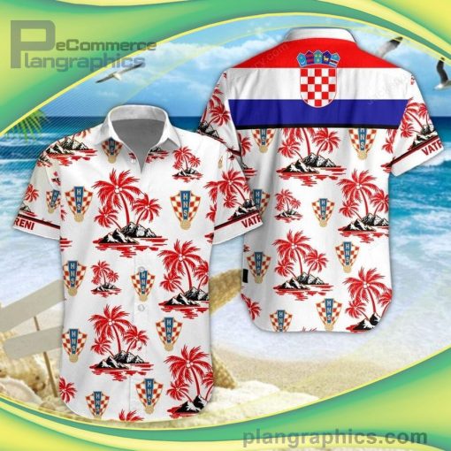 croatia national football team short sleeve button down shirt and hawaiian short 95 RPuB7