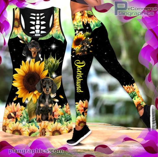 dachshund sunflower tank top legging set DAats