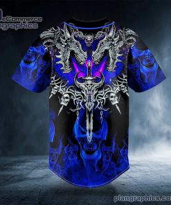 dark blue dragon with skull sword custom baseball jersey 548 hjnwx