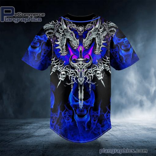 dark blue dragon with skull sword custom baseball jersey 548 hjnwx