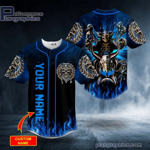 dark blue the hunt ghost skull custom baseball jersey 155 yhv1t