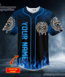 dark blue the hunt ghost skull custom baseball jersey 351 1Ngr2