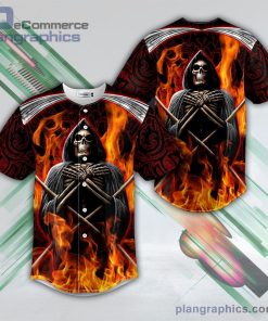death note fire grim reaper skull baseball jersey pl464871 vxwow