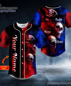 faith hope love smokey skull custom baseball jersey 148 gblcU
