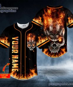 fire angry biohazard skull custom baseball jersey 147 kn83C