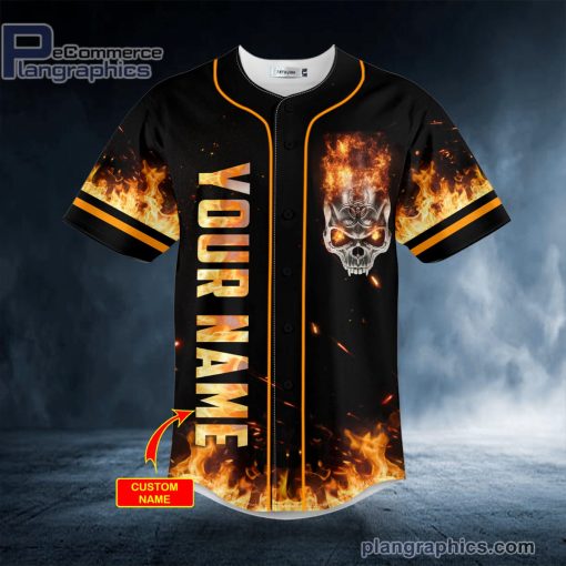 fire angry biohazard skull custom baseball jersey 343 LbL8l
