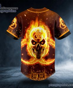 fire biohazard skull custom baseball jersey 538 A1pMs