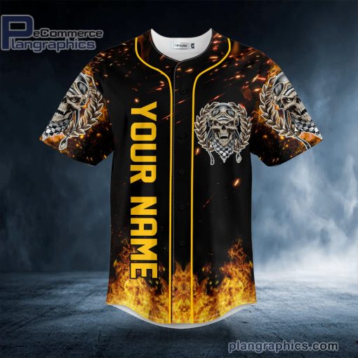 fire ghost rider skull custom baseball jersey 339 rSyyV