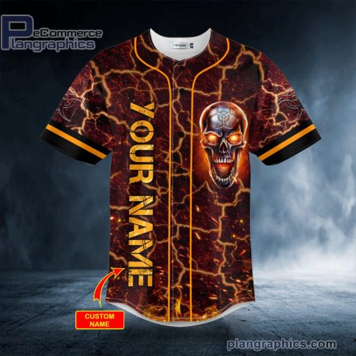 fire metallic biohazard skull custom baseball jersey 338 gfBJV