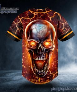 fire metallic biohazard skull custom baseball jersey 534 WfTJH