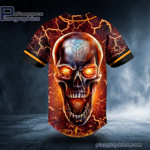 fire metallic biohazard skull custom baseball jersey 534 WfTJH