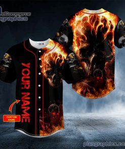 flaming dark skull custom baseball jersey 138 MUQ5N