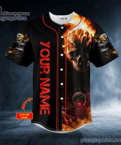 flaming dark skull custom baseball jersey 334 xXNPU