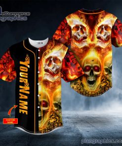 flaming skull custom baseball jersey 137 e0Mq2