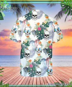 happy summer grinning skull short sleeve button down hawaiian shirt 365 L9JGy