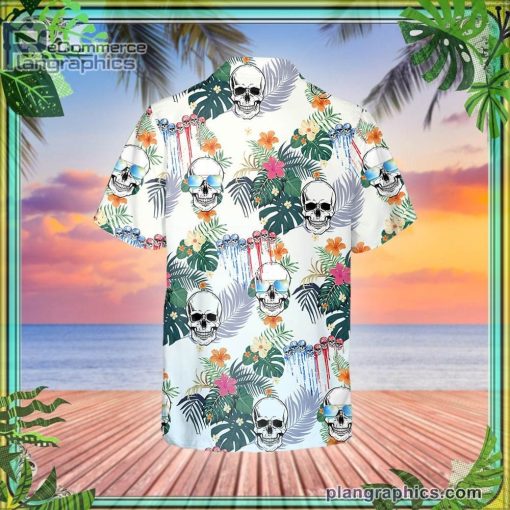 happy summer grinning skull short sleeve button down hawaiian shirt 365 L9JGy