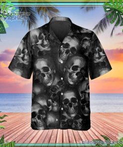 head pattern happy summer skull short sleeve button down hawaiian shirt 218 8oJni