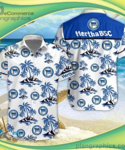 hertha bsc 3d short sleeve button down shirt and hawaiian short 71 04SxS