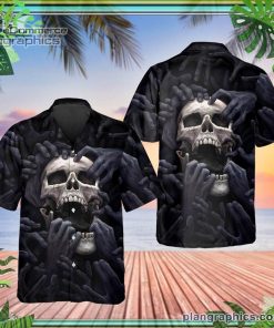horror skull nightmare short sleeve button down hawaiian shirt 74 Xspgv