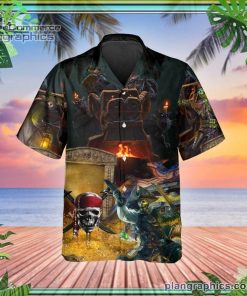 king pirates team skull short sleeve button down hawaiian shirt 214 LuTBU