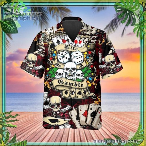 lucky dice spades gambling skull short sleeve button down hawaiian shirt 211 f9KeQ