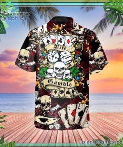lucky dice spades gambling skull short sleeve button down hawaiian shirt 356 myFJY