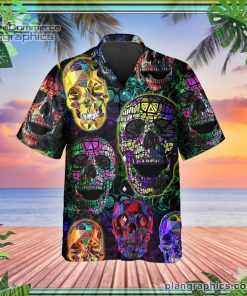 multiverse skull short sleeve button down hawaiian shirt 206 M4WJ9