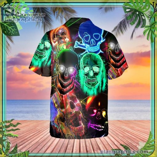 neon light skull short sleeve button down hawaiian shirt 349 zmVcd