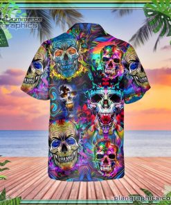 neon skull short sleeve button down hawaiian shirt 348 3cnLc