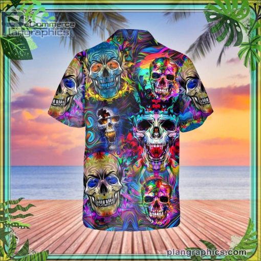 neon skull short sleeve button down hawaiian shirt 348 3cnLc