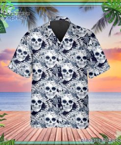 ocean vibe floral skull short sleeve button down hawaiian shirt 347 SiIlz