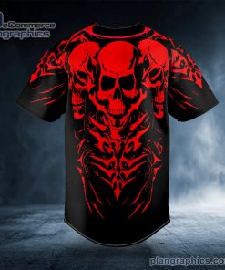 red 3 heads skeletons skull custom baseball jersey 293 HbQCf