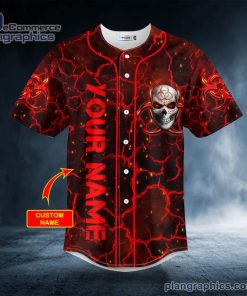 red lightning biohazard skull custom baseball jersey 287 Uzb8F