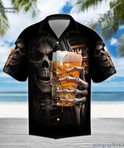 skull hold beer aloha casual button down hawaiian shirts 53 ZsQv5