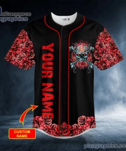 stuff n roses skull custom baseball jersey 243 pmncp
