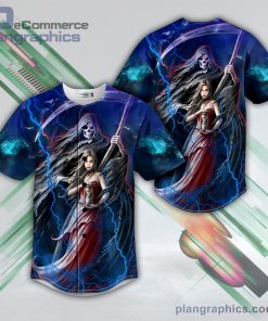 summon the reaper death and the maiden gothic fantasy skull baseball jersey pl710311 MLmKP