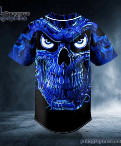 terminator blue fire skull custom baseball jersey 436 wwUXy