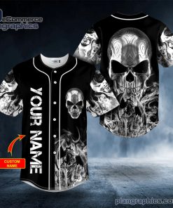 tribal metal grim reaper flame skull custom baseball jersey 35 mBeIV