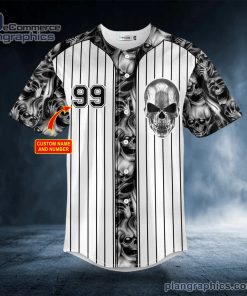 tribal metal skull custom baseball jersey 229 P4zvz