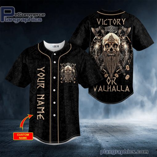 victory or valhalla viking skull custom baseball jersey 26 SgPno