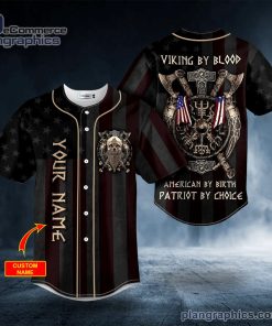 viking by blood american by birth patriot by choice skull personalized baseball jersey 24 T7A1N
