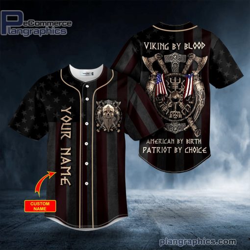 viking by blood american by birth patriot by choice skull personalized baseball jersey 24 T7A1N