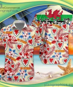 wales football team short sleeve button down shirt and hawaiian short 10 wObOM