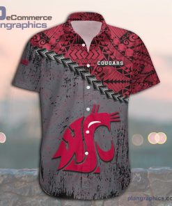 washington state cougars casual button down hawaiian shirt grunge polynesian tattoo ncaa 21 LYSv9