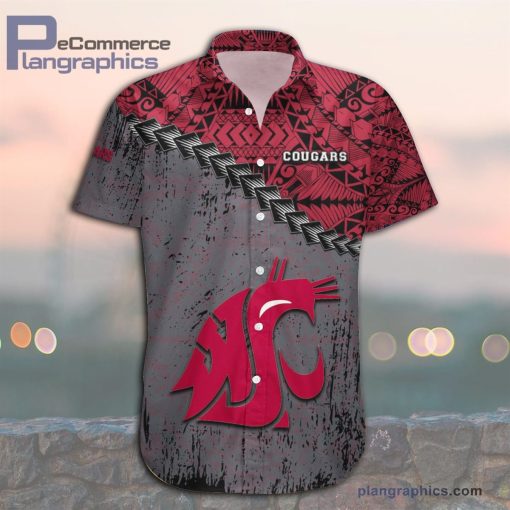 washington state cougars casual button down hawaiian shirt grunge polynesian tattoo ncaa 21 LYSv9